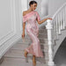 Dress One-shoulder Chiffon Stitching Sequined Dress - Magellan Fashion Shop