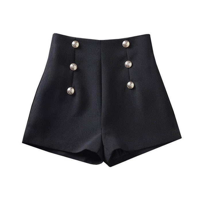 High Waist Double Breasted Design Suit Shorts - Magellan Fashion Shop