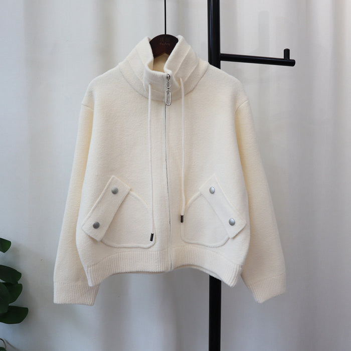 Woolen Goods Solid Color Coat For Women