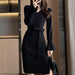 Bell Sleeve Solid Color Knitted Dress Autumn And Winter - Magellan Fashion Shop