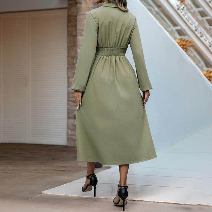 Cardigan Button Lapel Long Sleeve Dress - Magellan Fashion Shop
