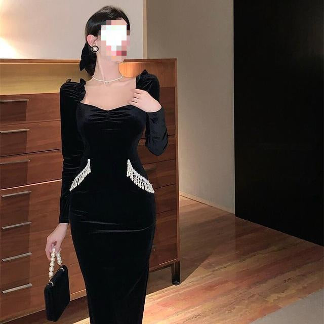 Puffy Sleeves Square Collar  Dress