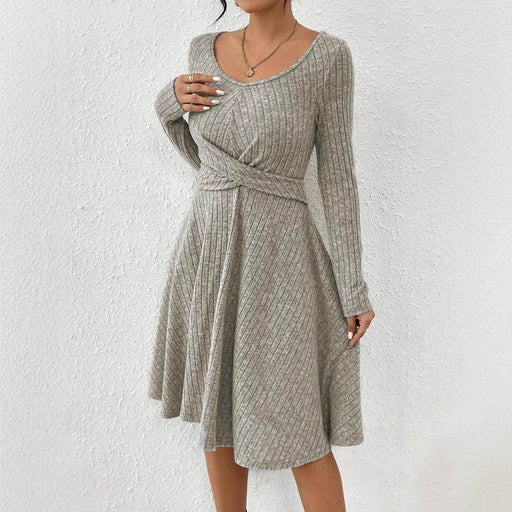 Sunken Stripe Long Sleeve Dress Top For Women - Magellan Fashion Shop