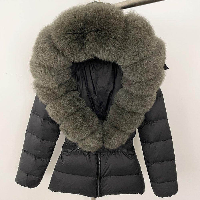 Short Women's Thickened Slim Fit Waist-tight Fur Down Jacket - Magellan Fashion Shop