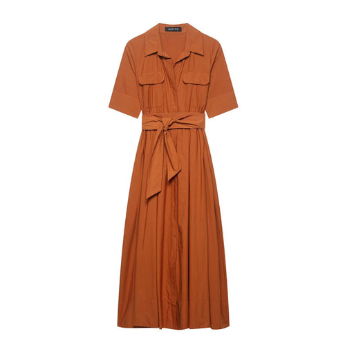 Slim Waist Poplin Short Sleeve Dress - Magellan Fashion Shop