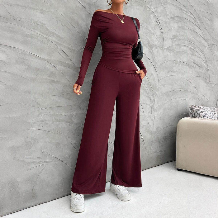 Women's Clothing Fashionable Fitted Long Sleeve Top Suit - Magellan Fashion Shop