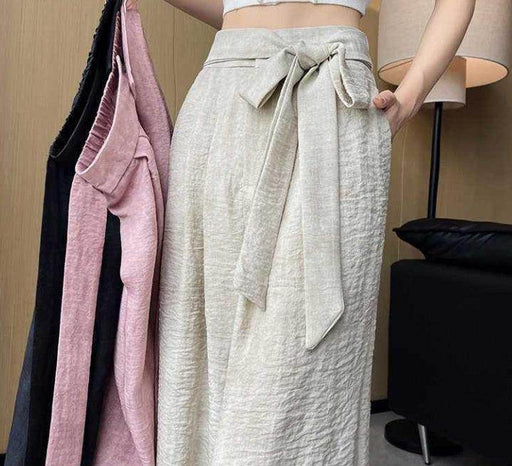 Ice Silk Tie-dyed Linen High-waisted Wide-leg Pants - Magellan Fashion Shop
