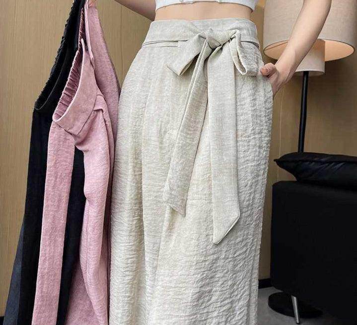 Ice Silk Tie-dyed Linen High-waisted Wide-leg Pants - Magellan Fashion Shop