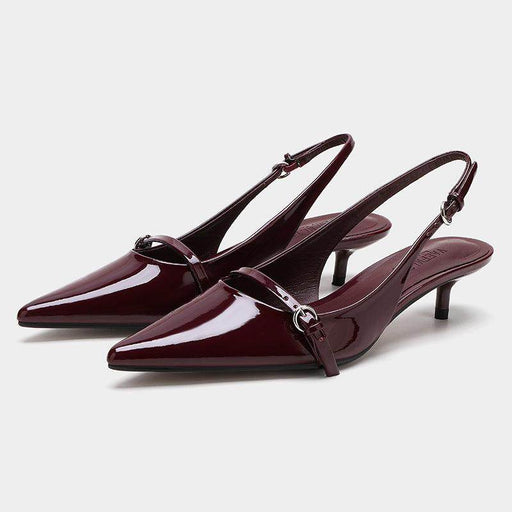 Wine Red Retro Style Pointed Toe Slingback Strap Mules Shoes - Magellan Fashion Shop
