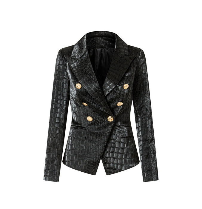 Suit Crocodile Leather Coat European And American Style Slim-fit Top