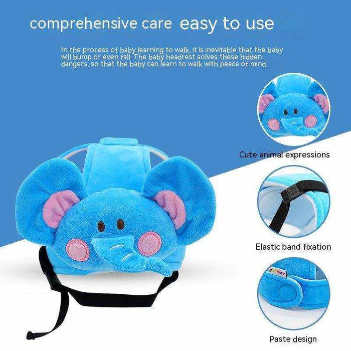 Cartoon Animal Baby Toddler Anti-collision Hat with soft padding and adjustable straps in cute animal designs for infant safety and comfort