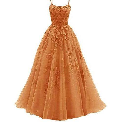 Camisole Ball Gown Long Tulle Lace Party Evening Gown - Magellan Fashion Shop