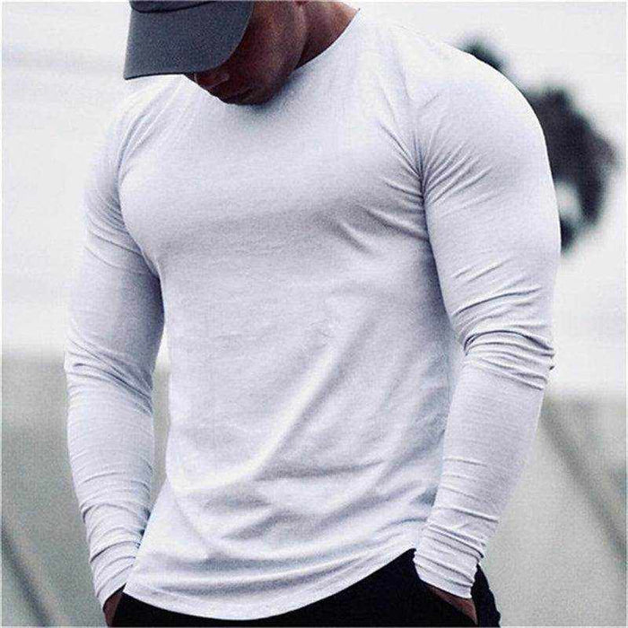 Men's slim fit long sleeve t shirt for gym and running quick dry cotton sportswear