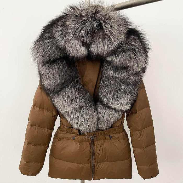 Short Women's Thickened Slim Fit Waist-tight Fur Down Jacket - Magellan Fashion Shop