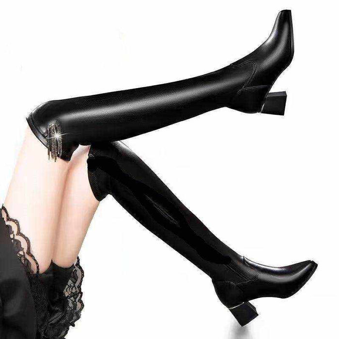 Over The Knee High-heeled Thigh Boot European And American Plus Size All-matching Women - Magellan Fashion Shop