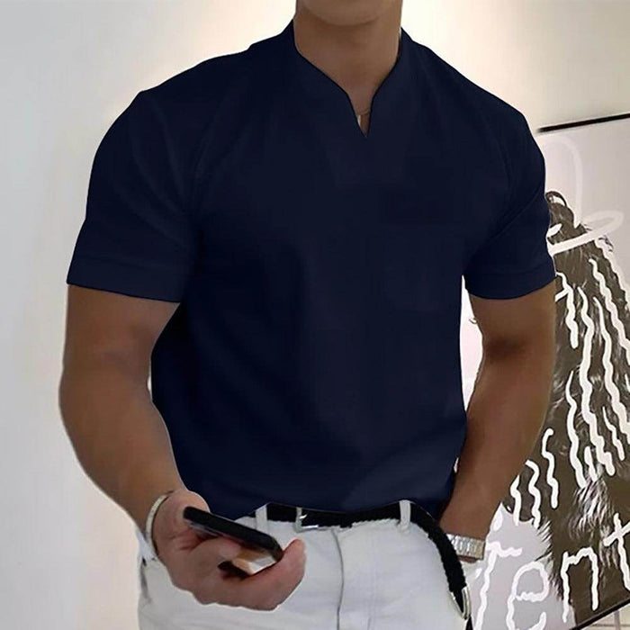 Summer Short Sleeve Shirt Men Fitness Plus Size Sports T-Shirt Elastic Cotton Pocket - Magellan Fashion Shop
