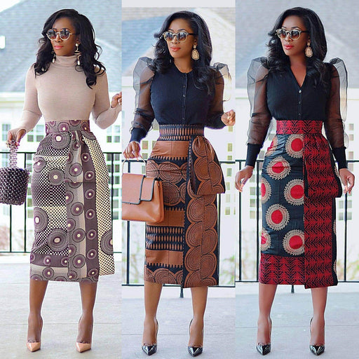 Women's Printed High Waist Hip Skirt Elastic Slim Fit - Magellan Fashion Shop