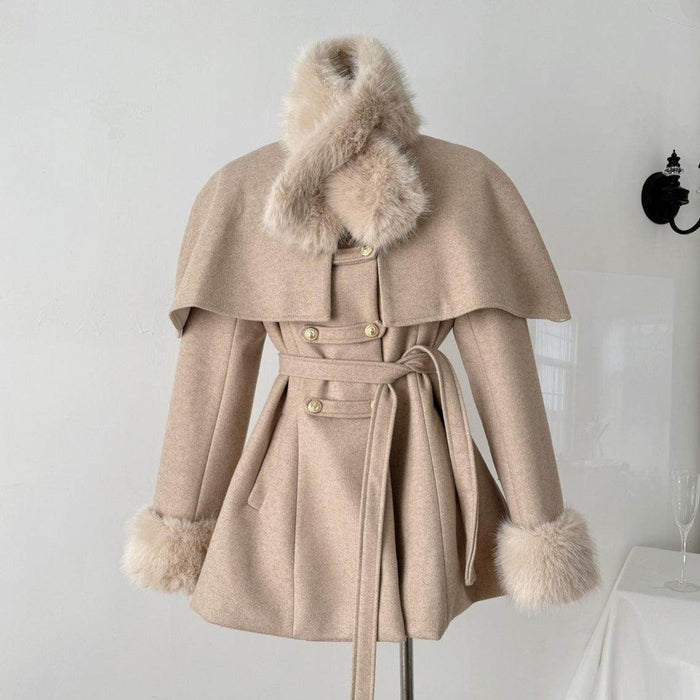 Women's Ring Fashionable Cape Cloak Wool Coat - Magellan Fashion Shop