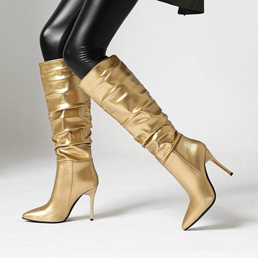 New Stiletto Gold And Silver Boots - Magellan Fashion Shop