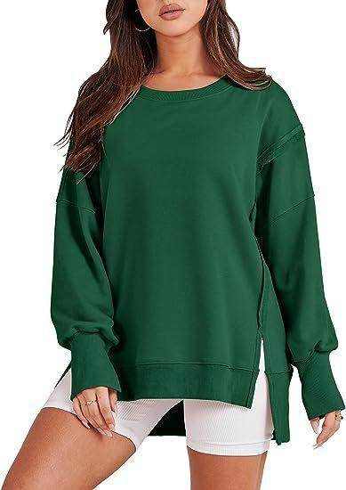 Solid Oversized Sweatshirt Crew Neck Long Sleeve - Magellan Fashion Shop
