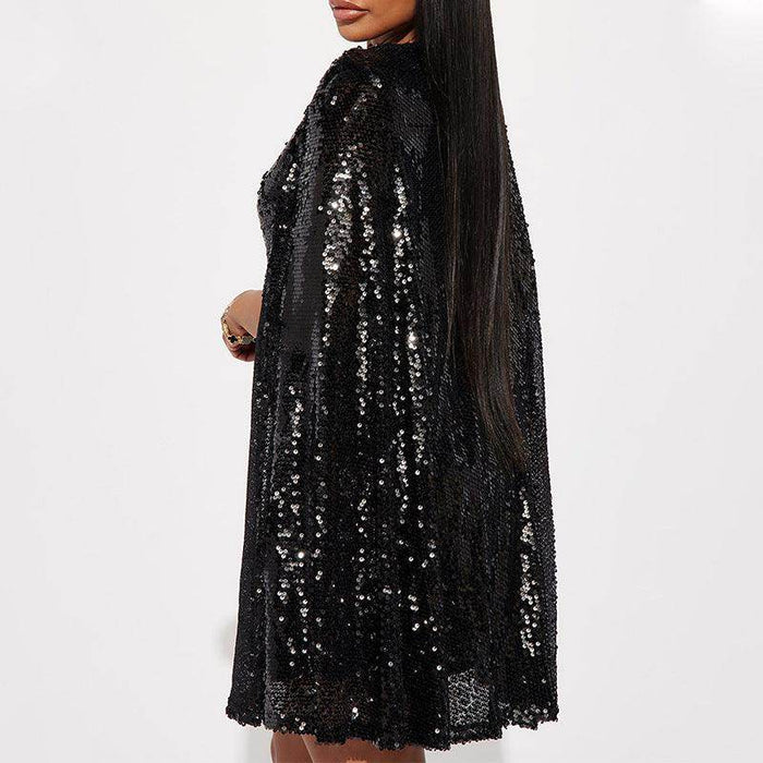Fashion Stand Collar Sequins Dress Loose Women's Wear - Magellan Fashion Shop