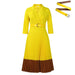 Suit Collar Fashion Elegant Pleated African Dress - Magellan Fashion Shop