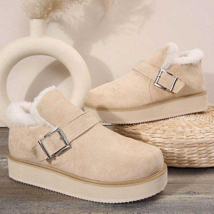 Winter Buckle Snow Boots Fashion Flat Thick-soled Cotton Shoes - Magellan Fashion Shop