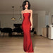 Pure Color Tube-top Backless Stitching Hollow Out Tied Slim Fit Dress - Magellan Fashion Shop