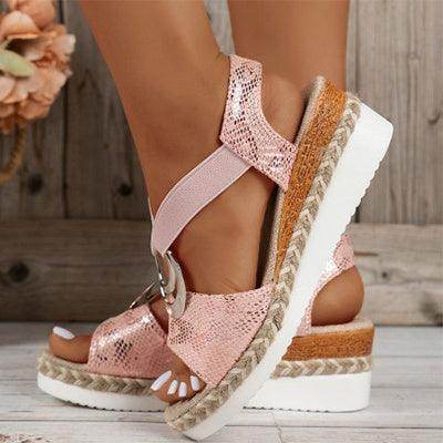 Women's Peep Toe Serpentine Wedges Sandals With Circle Design Casual Summer Shoes - Magellan Fashion Shop