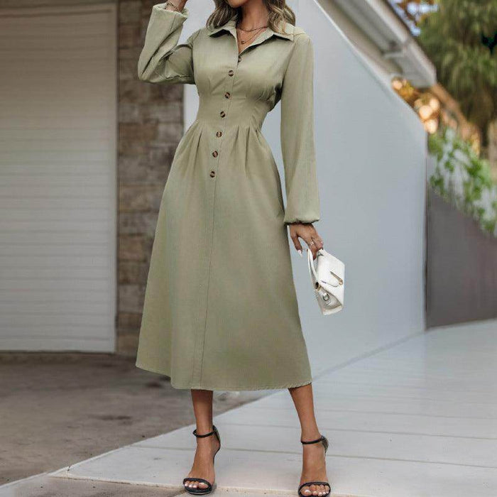 Cardigan Button Lapel Long Sleeve Dress - Magellan Fashion Shop