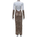 Leopard Print Cross Hollow Out Strap Backless High Waist Dress - Magellan Fashion Shop
