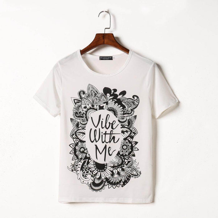 Punk Rock Sunflower Eyes Fashion Vintage Letter Print T-shirt - Magellan Fashion Shop