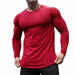 Men's slim fit casual long sleeve quick dry gym workout t-shirt with round neck