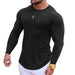 Men Tight Top Elastic Quick Drying Cotton Blend Long Sleeve T Shirt for Fitness Running Black XXL - Magellan Fashion Shop