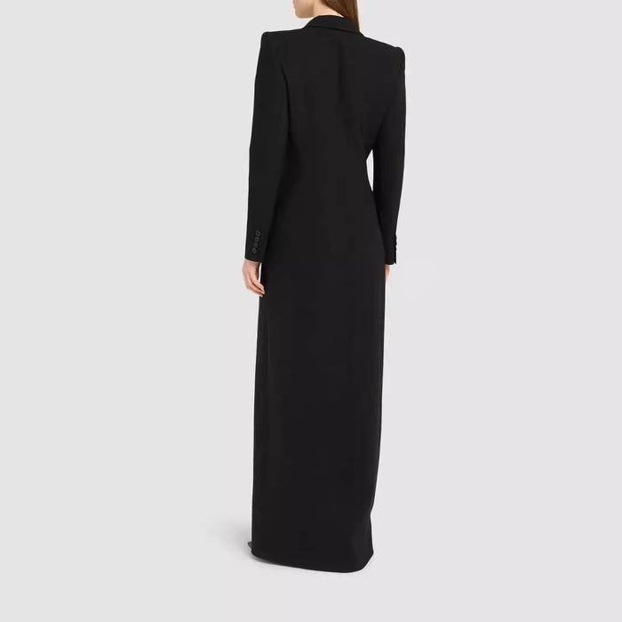 Elegant, long, slim black coat