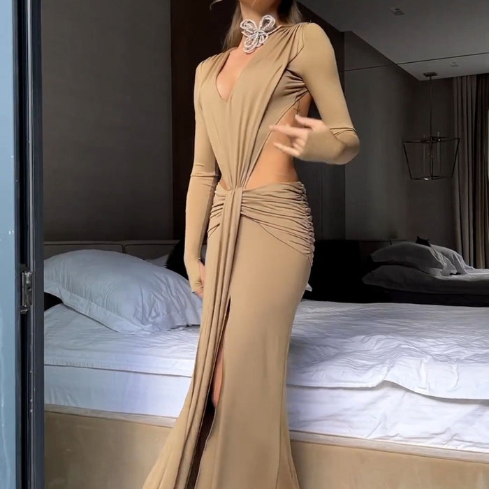 Sling Backless Slit Dress - Magellan Fashion Shop