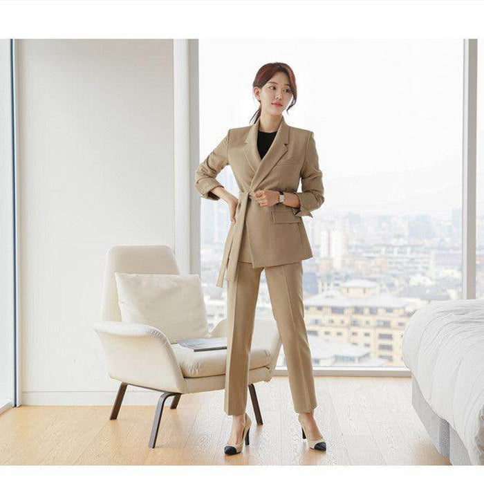 Lace-up Waist Suit Jacket Trouser Suit Women - Magellan Fashion Shop