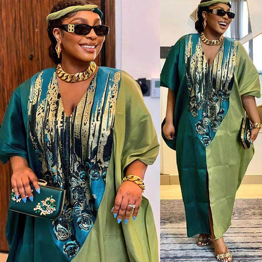 Ethnic Style Loose Plus Size Color-matching Dress - Magellan Fashion Shop