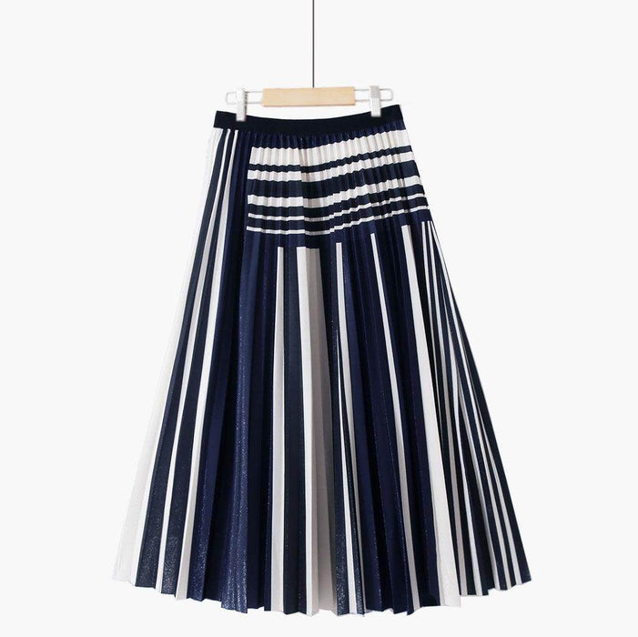Simple Houndstooth Solid Color Stitching Contrast Color Pleated Skirt - Magellan Fashion Shop