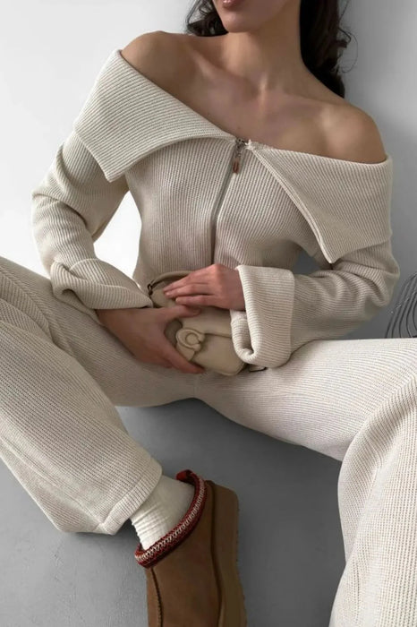 Off-Shoulder Knit Set – Elegante Zweiteiler